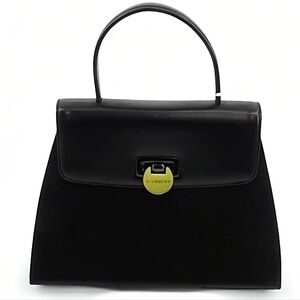 Givenchy Vintage Black Leather Top Handle Bag Maroquinerie Trapezoid Turn-lock